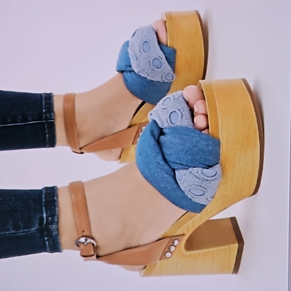 Sam & Libby Cassandra puffy denim platform sandals-7.5 - Picture 12 of 12